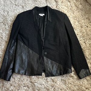 Helmut Lang Black Women's Blazer with Leather Details